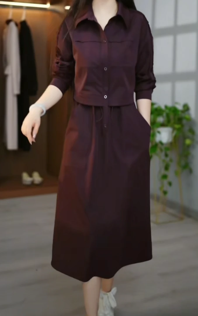 气质简约新款百搭时尚减龄收腰连衣裙M-4XL