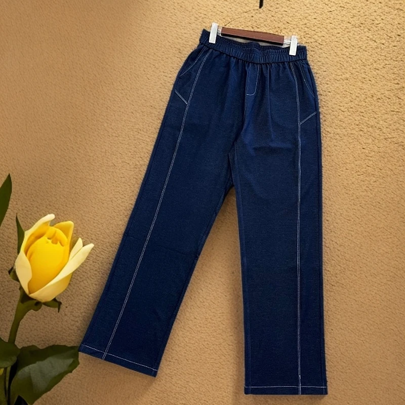 沣姿韵2025春季新款8585-时尚洋气 牛仔针织微香蕉裤