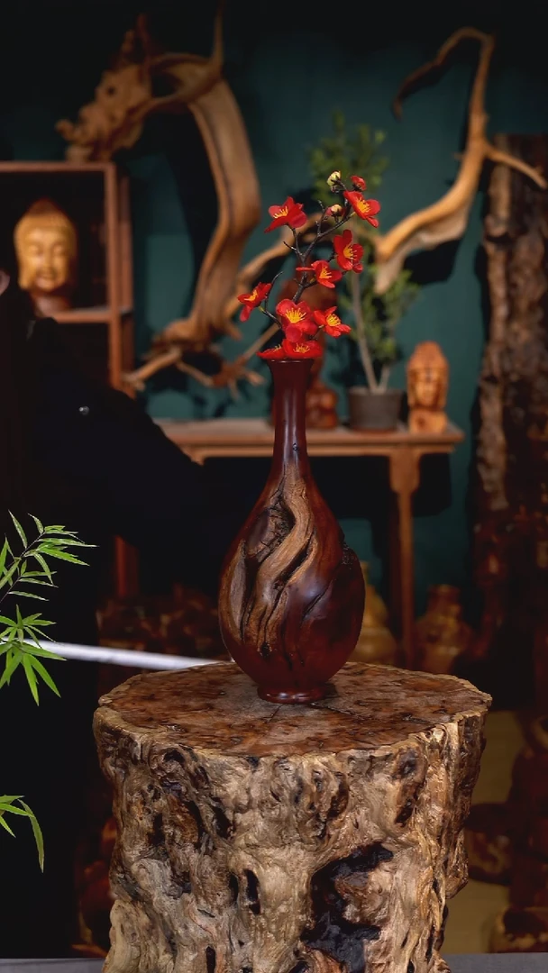 木雷击枣木富贵瓶