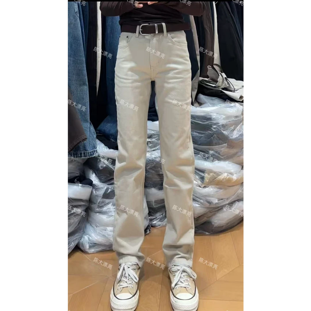 51879【陈大漂亮家秋冬牛仔裤女】直筒窄版长裤