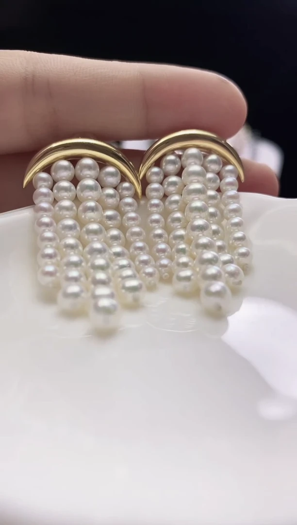 银S925镶嵌耳饰淡水珍珠淡水珍珠耳饰