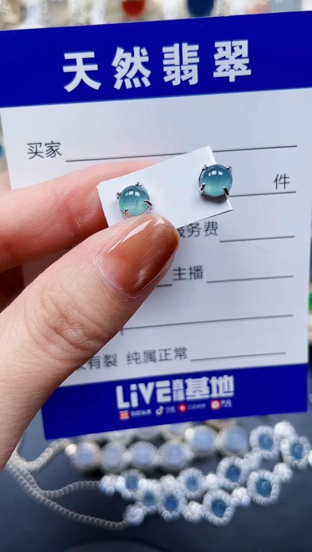 银S925镶嵌翡翠耳饰211