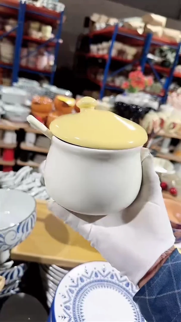 瓷片小号炖盅勺子2件套微瑕 凑满20元包邮