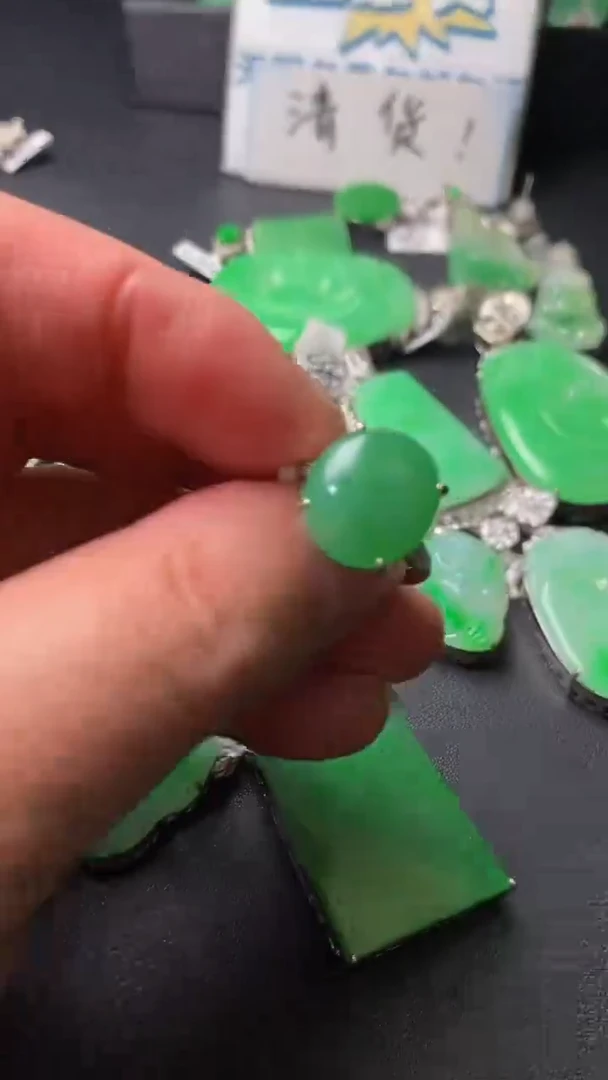 银S925镶嵌戒指翡翠翡翠