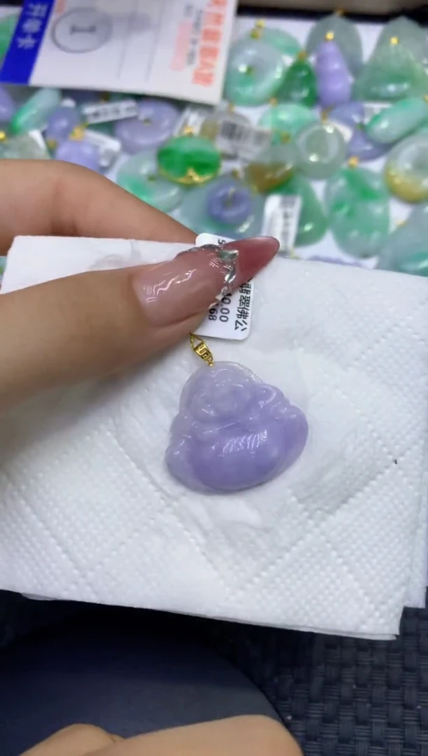 颈饰18K金镶嵌翡翠天然缅甸A货翡翠