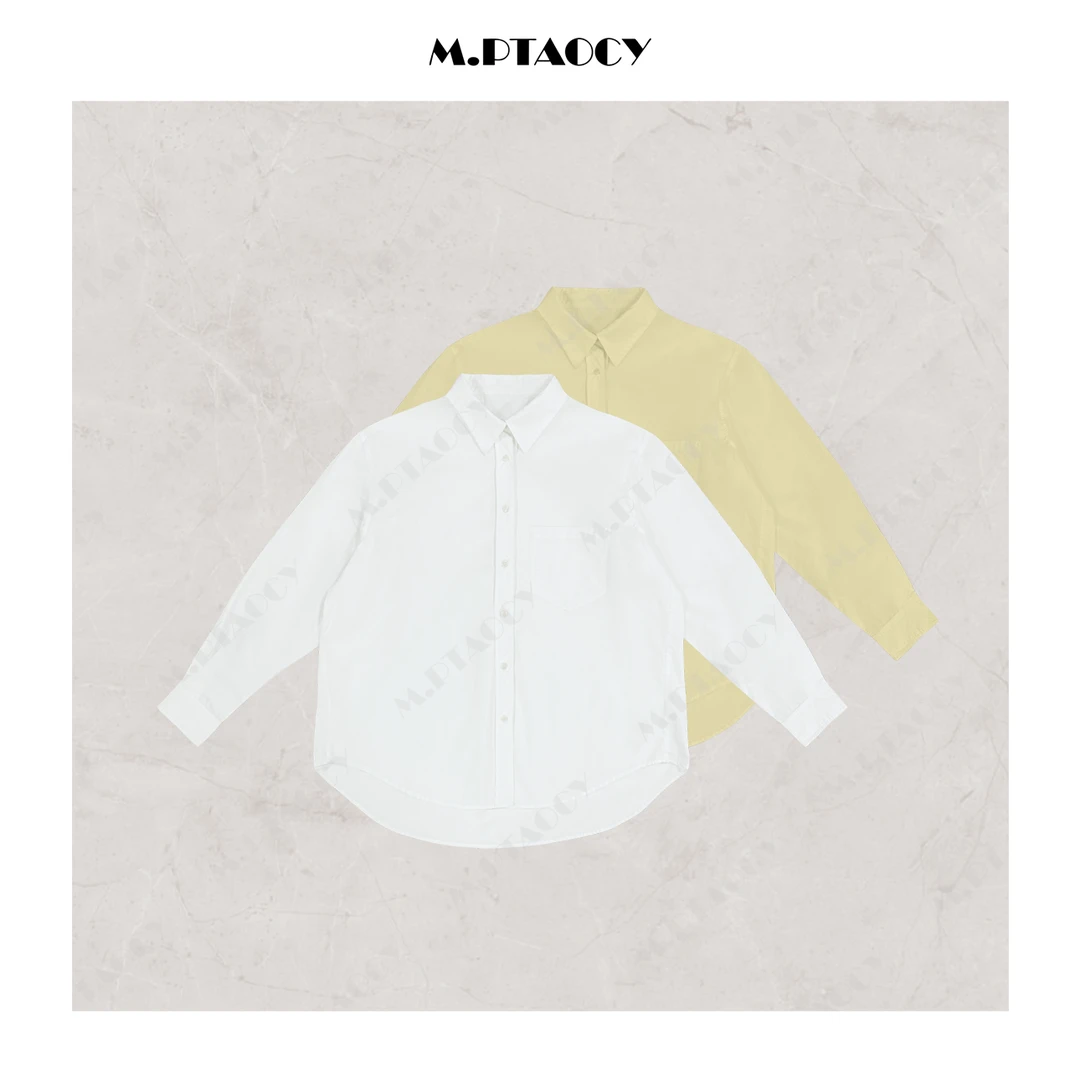 桃桃家-【春日C位】精致刺绣简约宽松长袖衬衫松弛感白衬衣上衣847