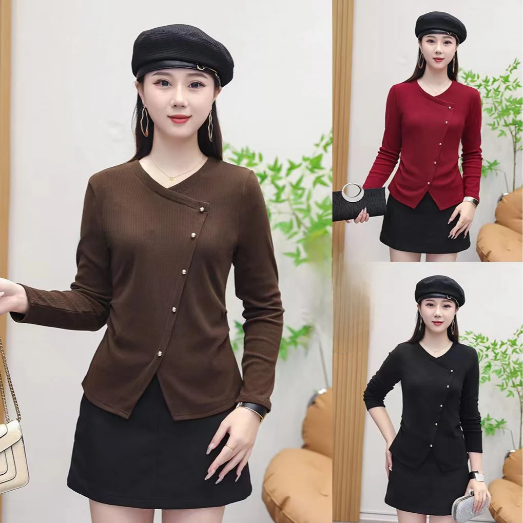 2025春季新款韩版时尚洋气显瘦百搭交叉领上衣女