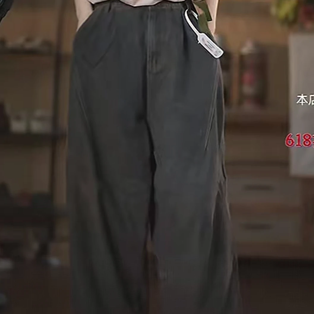 2025夏季新款水洗休闲裤QYS250103直筒时尚百搭黑色