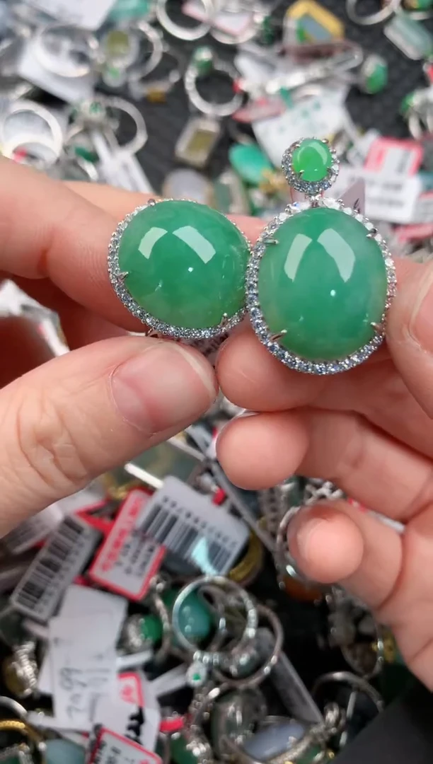 银S925镶嵌戒指翡翠444---6