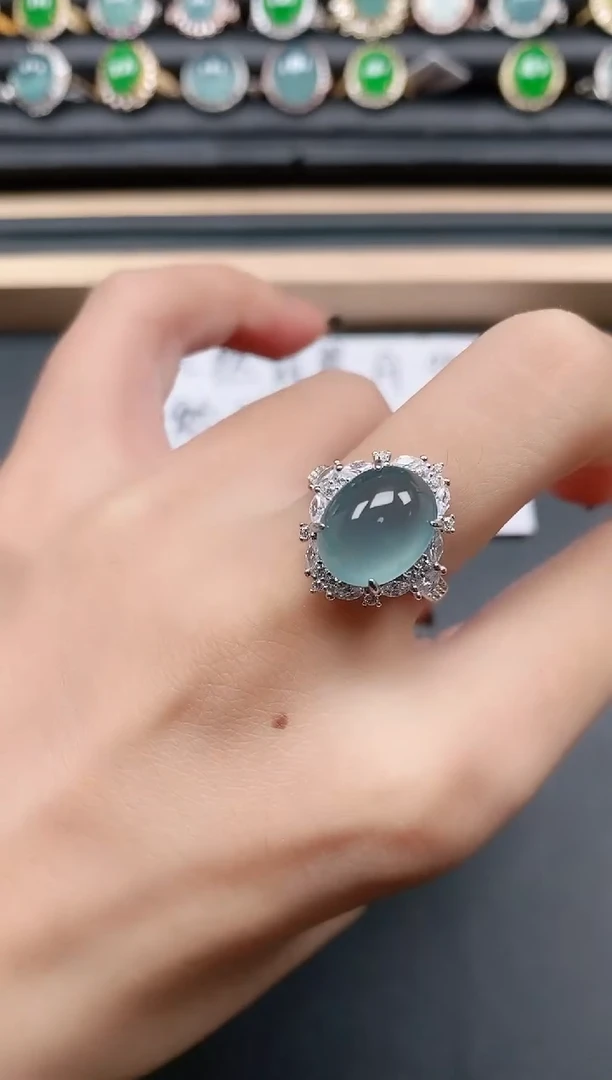 翡翠戒指银S925镶嵌1111111