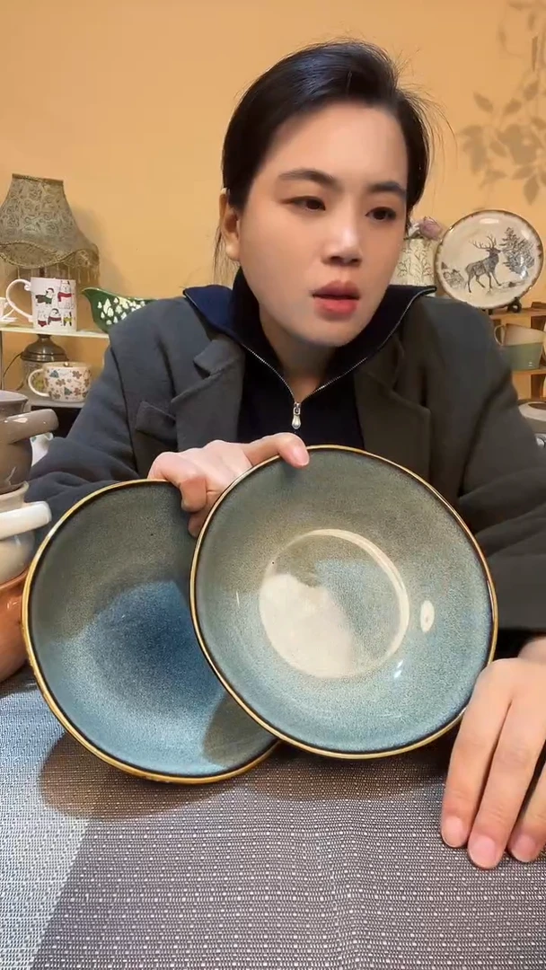 瓷片2个7英寸异形碗  微瑕介意勿拍