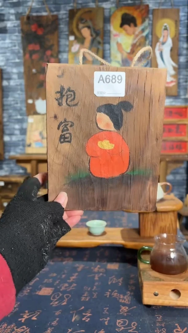 风化老门板丙烯画