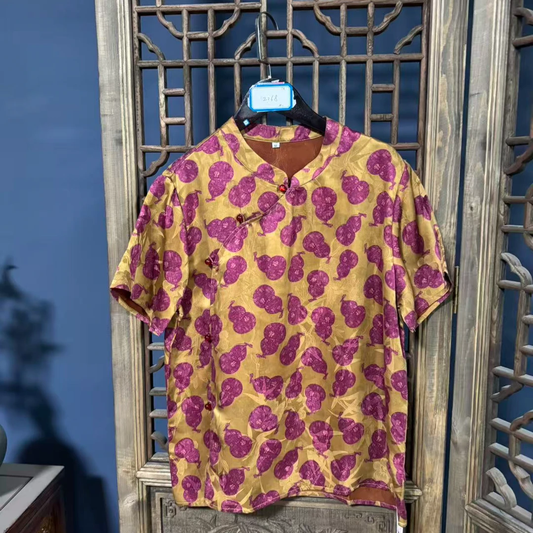 （瑕疵）夏季新款时尚简约新中式桑蚕丝香云纱奥黛提花上衣女Z268