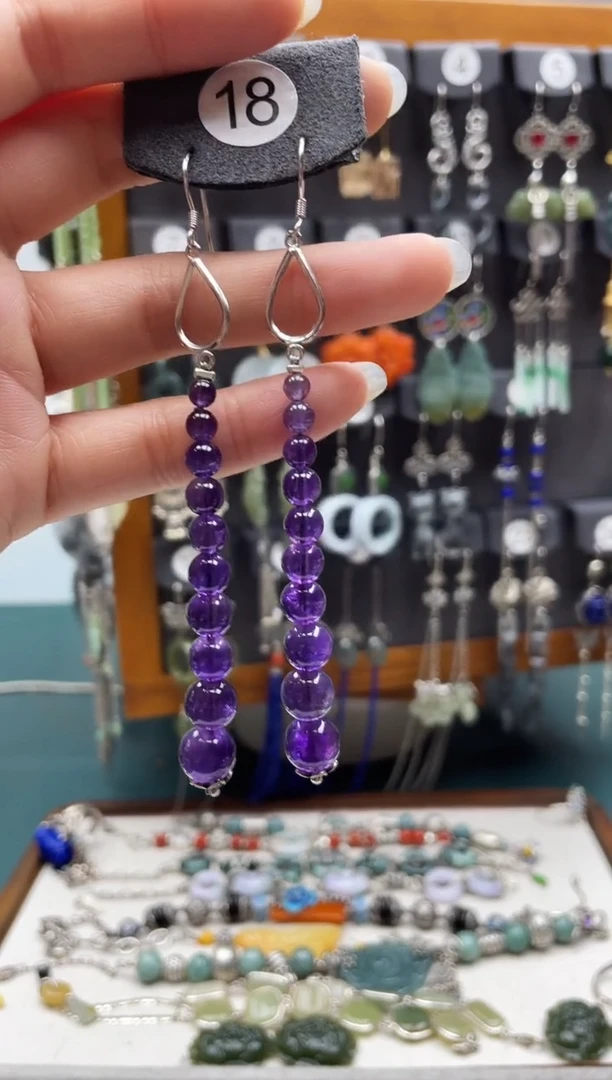 水晶耳饰银S925镶嵌饰品