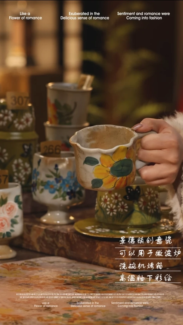 陶瓷景德镇高温手绘釉下彩绘设计师款式