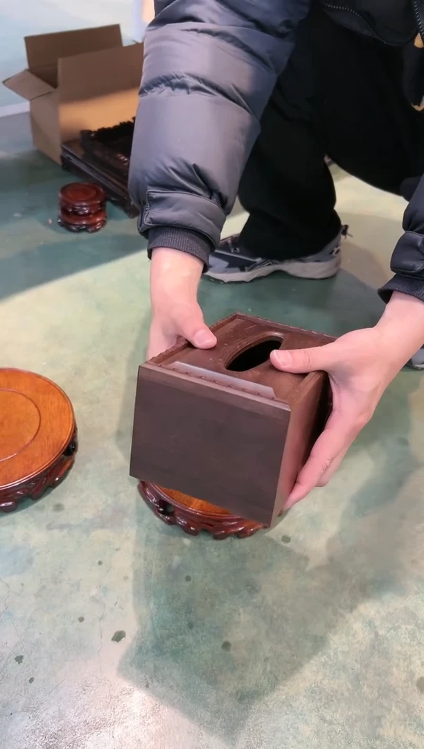 【闪购商品】风车木（黑檀木）短款纸巾盒一个