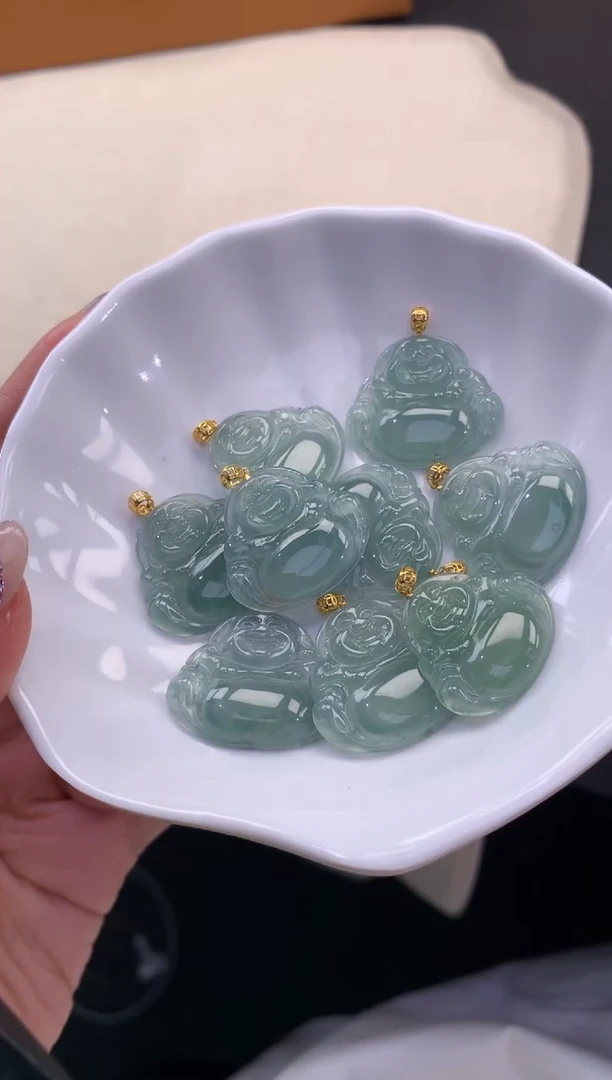 翡翠18K金镶嵌颈饰FA147 翡翠佛公 多样性发其一赠皮绳