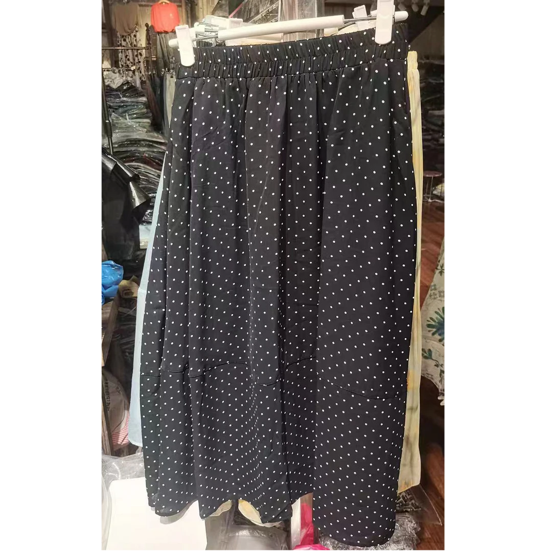 850高腰波点裙拼接半身裙女士百褶流浪丹宁风