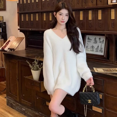 【燕姐专属】慵懒风中长款拼接蕾丝毛毛针织衫衬衫毛衣合集