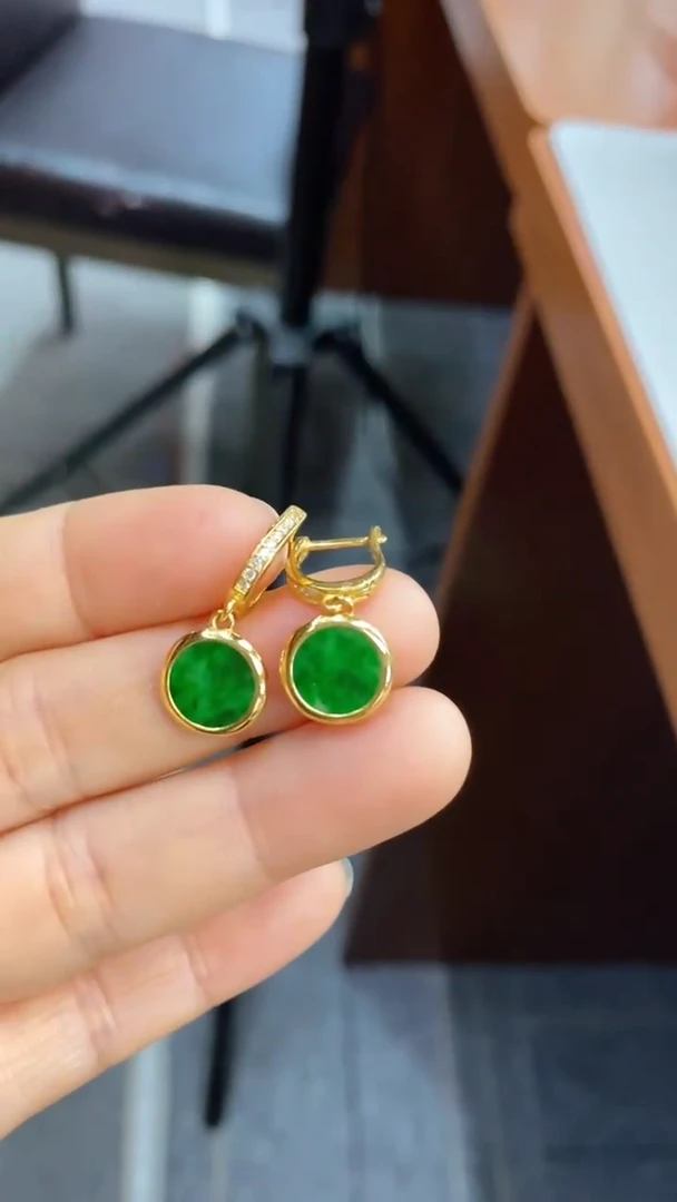 【闪购商品】翡翠耳饰银S925镶嵌耳饰