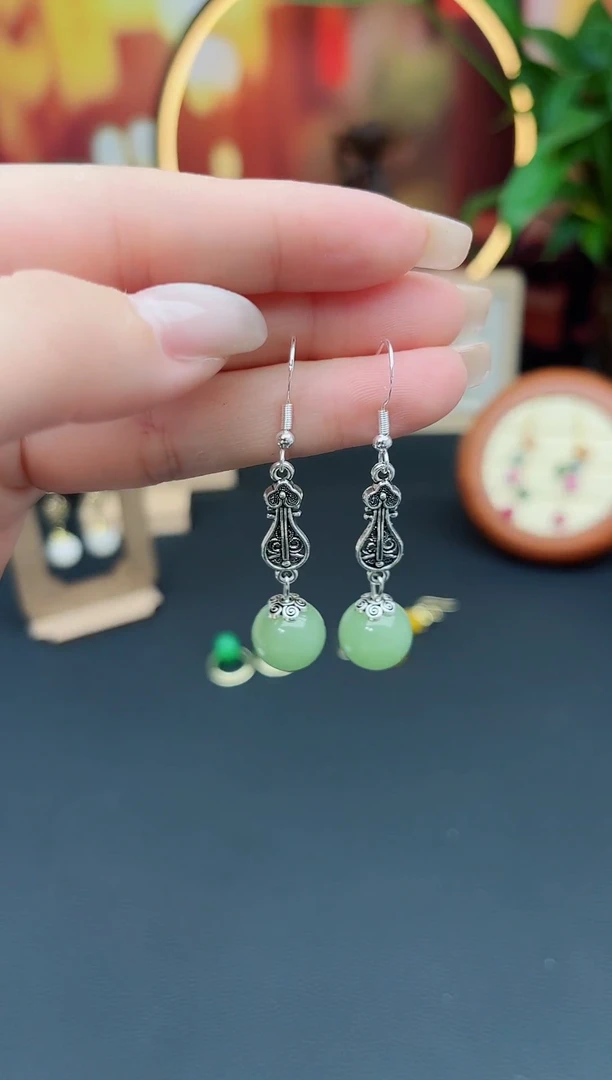 玛瑙/玉髓耳饰银S925镶嵌211