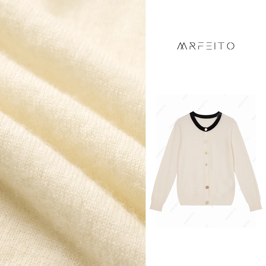 “罗马假日”撞色羊毛针织开衫H87KS9160