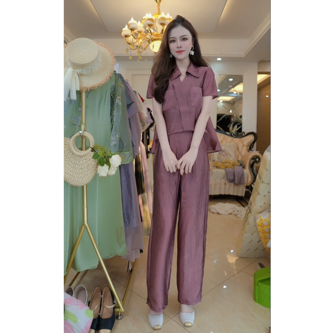 （赠送运费险）气质时尚套装减龄妈妈装纯色百搭高级感两件套D5121