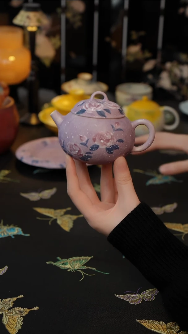 莫奈玫瑰  茶壶