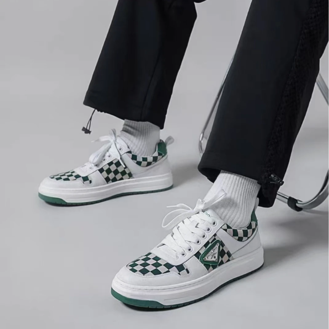 外贸真皮男鞋稀缺捡漏高端真皮四季男鞋休闲格子版牛皮男鞋潮流