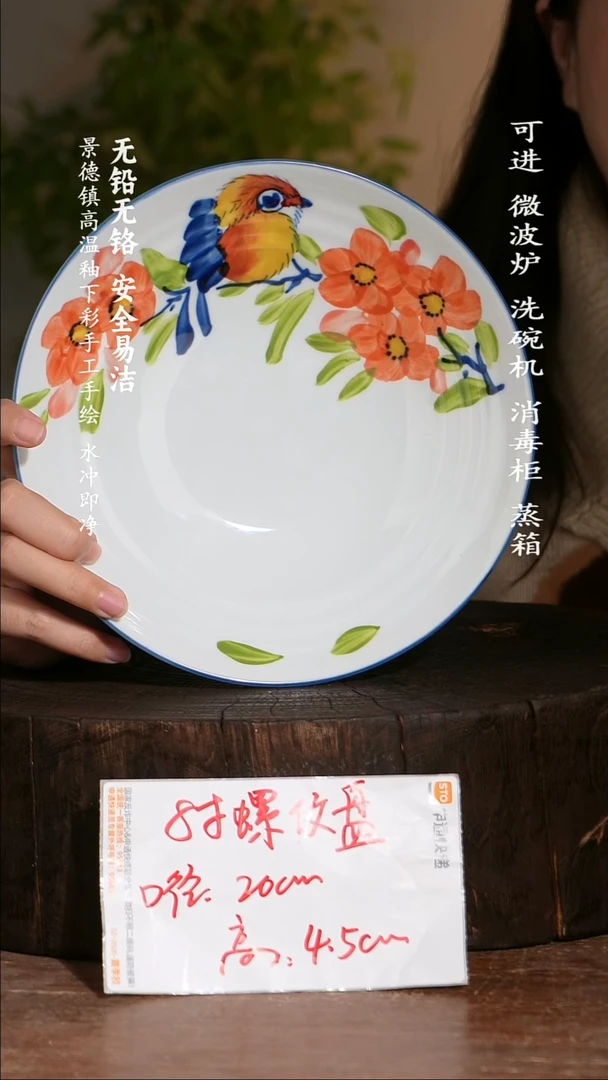 碗陶瓷景德镇高温瓷釉下彩手绘陶瓷