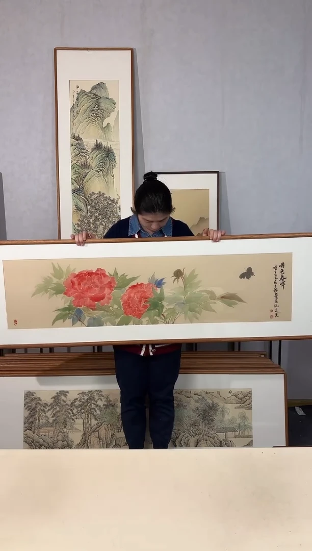 国画手绘*国色春晖*52*172cm