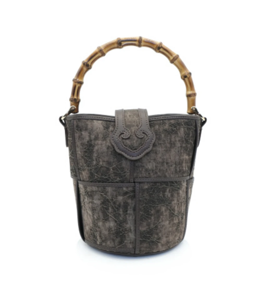 YIMEIXIU/依眉秀香云纱油丝手提斜跨包LC2728