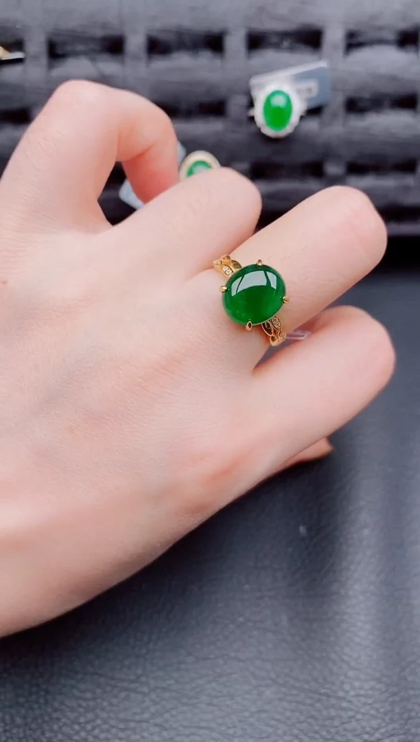 【闪购商品】翡翠戒指银S925镶嵌天然a货翡翠657