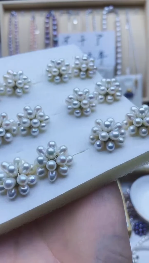 未镶嵌耳饰淡水珍珠爆米花耳钉多样性发其一