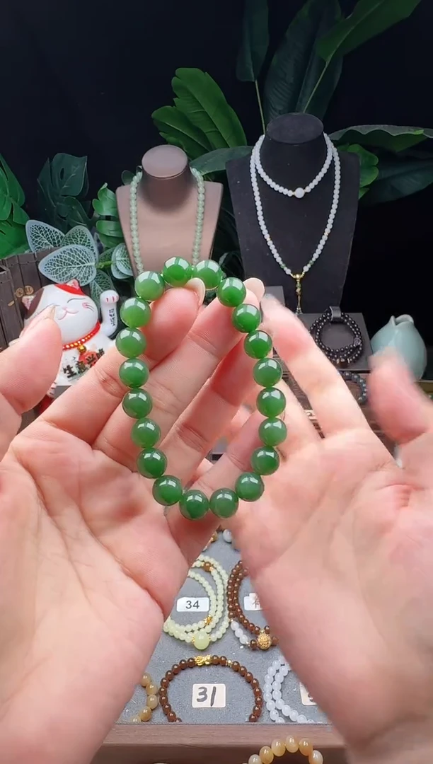 未镶嵌手串和田玉10m俄料碧玉手串(福利)