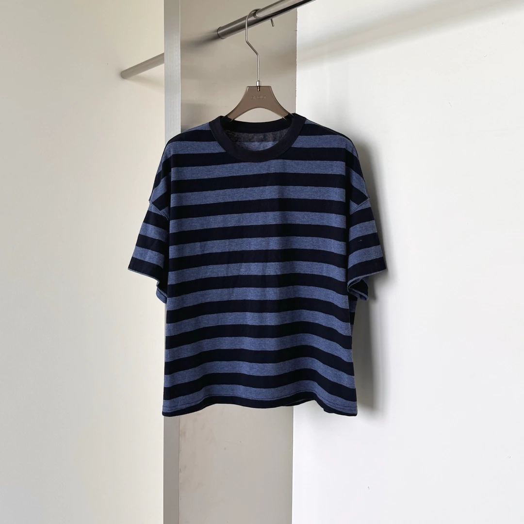 拼色条纹短袖T恤女 T8733