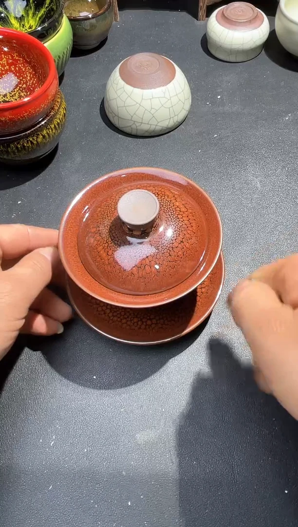 【闪购商品】茶盏三才盖碗红鹧鸪