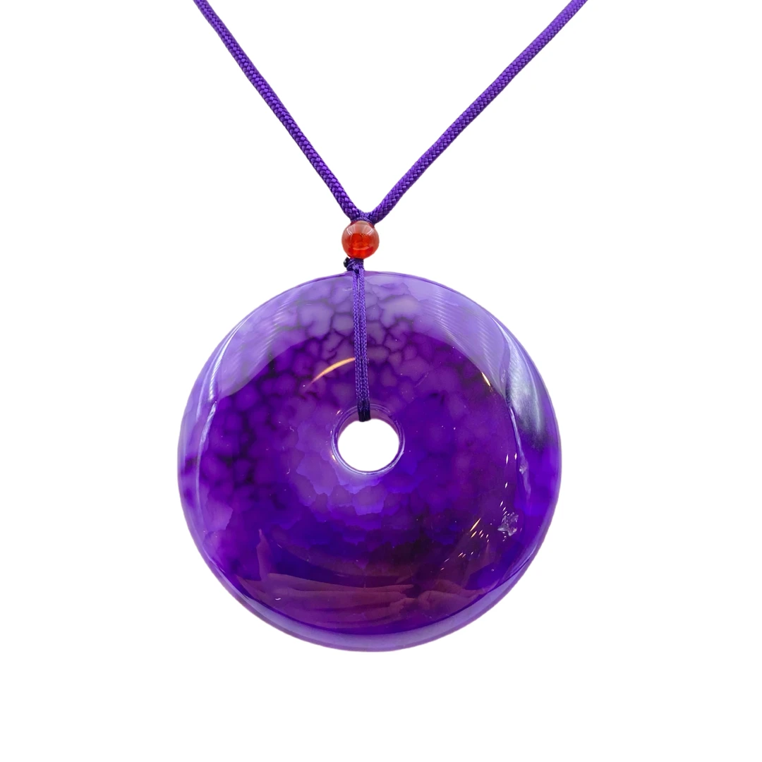 玉化玛瑙紫龙鳞平安扣项链X722X