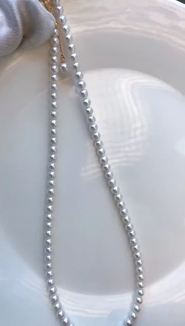 【闪购商品】淡水珍珠项链18K金镶嵌4--5