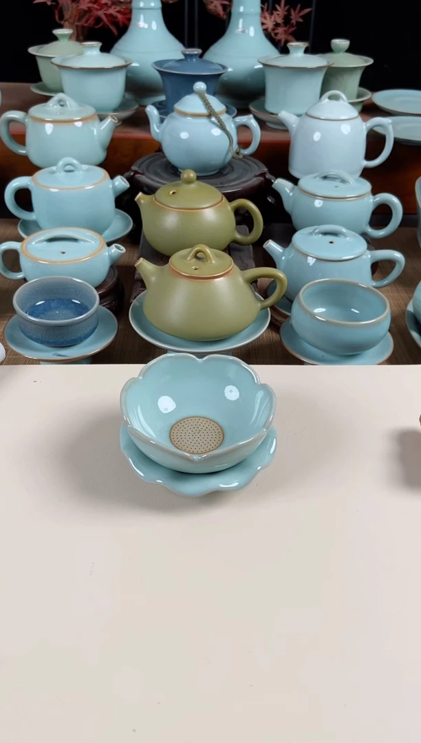 【闪购商品】其他微瑕莲花茶漏汝瓷茶具原矿釉