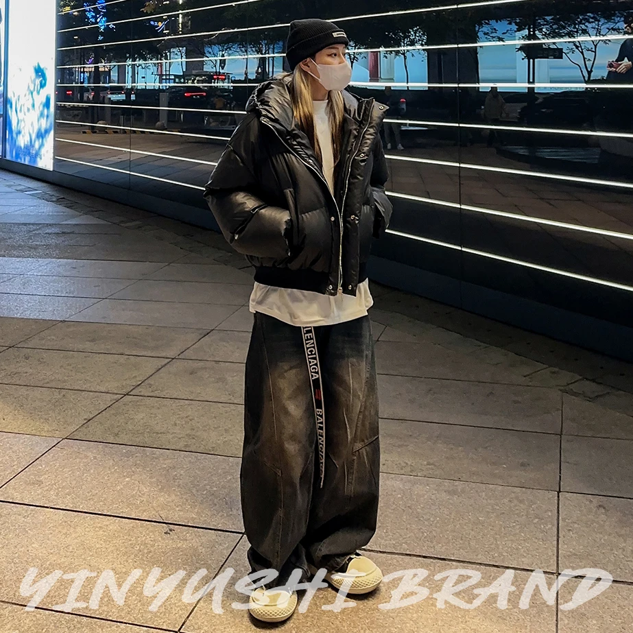 美式复古加厚短款连帽棉服男女宽松保暖面包服cleanfit皮棉衣情侣