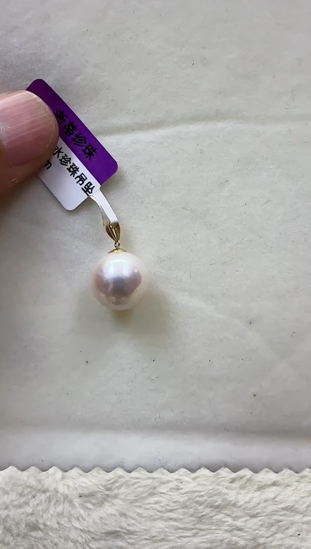 淡水珍珠18K金镶嵌颈饰珍珠吊坠13mm