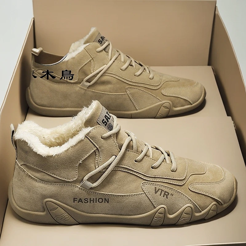 啄木鸟马丁靴男款冬季加绒保暖皮毛一体高帮棉鞋户外男防寒雪地靴