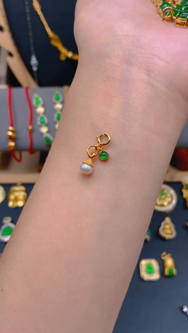 吊坠(不含链)银S925镶嵌翡翠小提溜