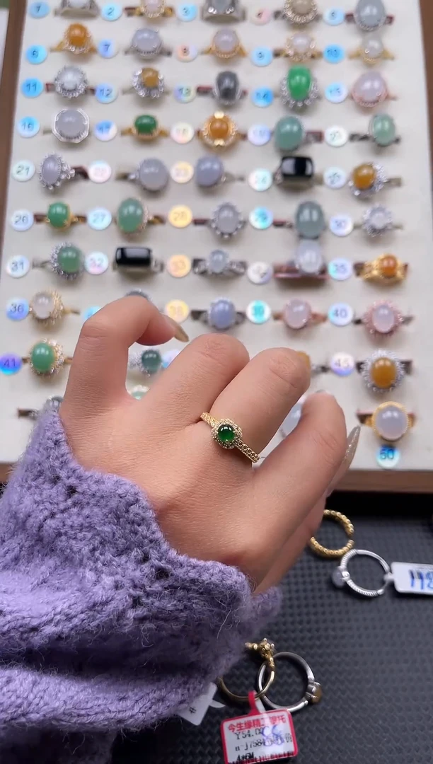 【闪购商品】翡翠戒指银S925镶嵌天然A货翡翠戒指