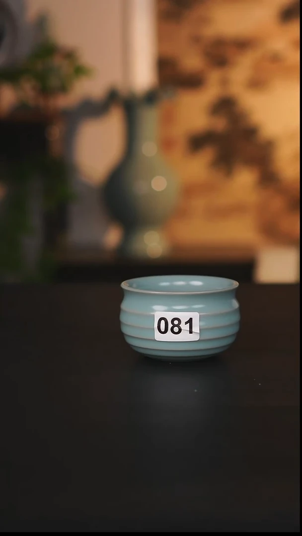 杯子瓷暖*?天熙汝瓷仿古釉钱袋子微瑕081