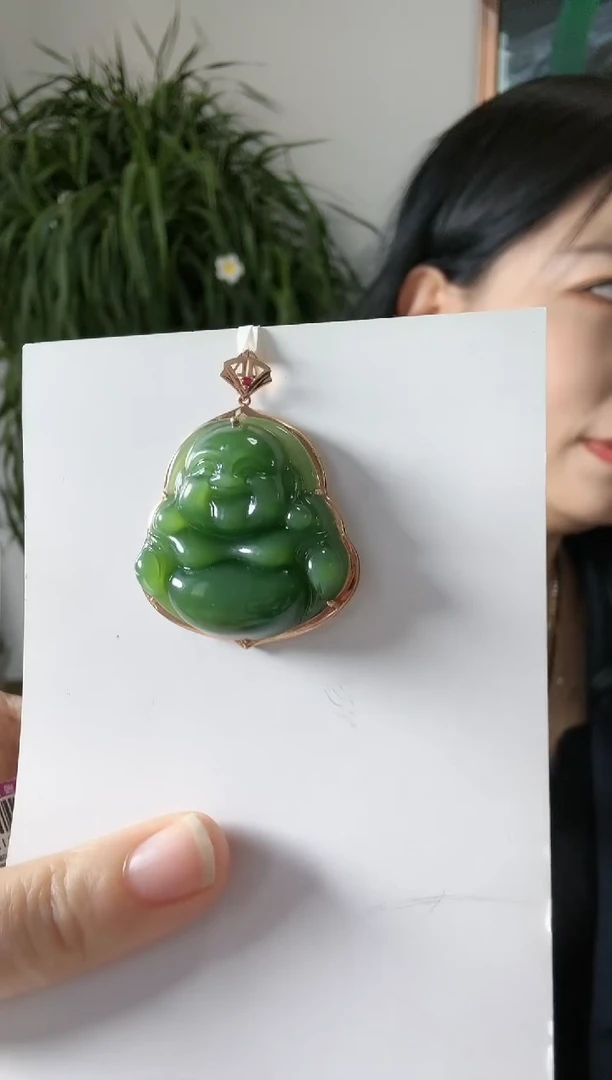 【闪购商品】和田玉Q18K金镶嵌佛公