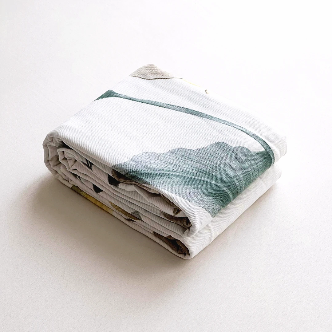 【京かわ会社】纯棉 加厚细纱汉麻帆布双人床单 220*245cm 百合春天