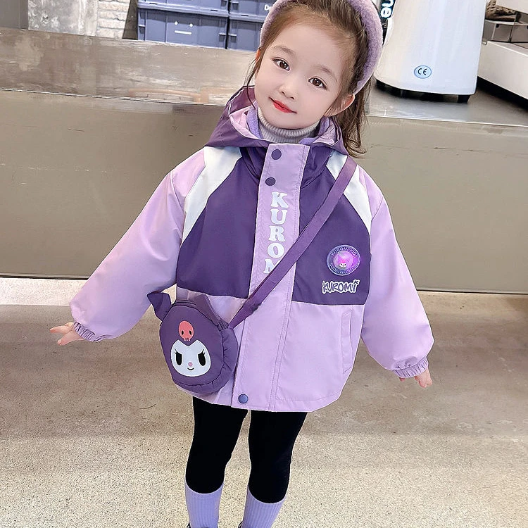 女童外套春款女宝连帽卡通发光库洛米洋气女童外套韩版外套春风衣