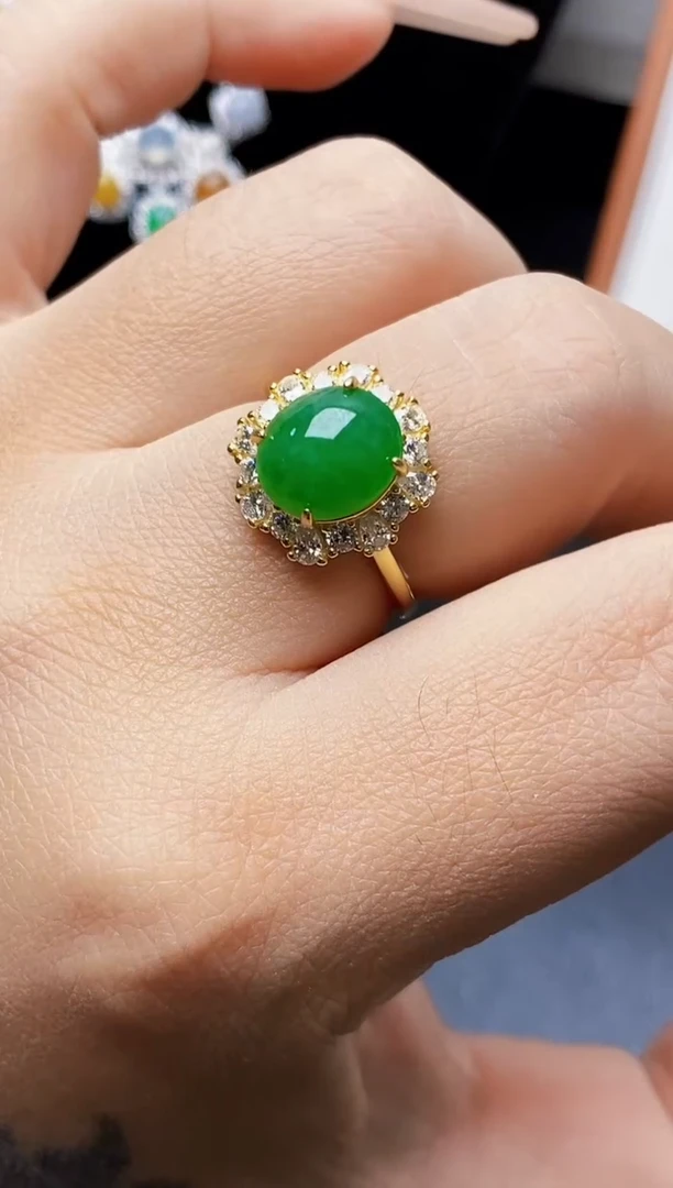 银S925镶嵌戒指翡翠0592